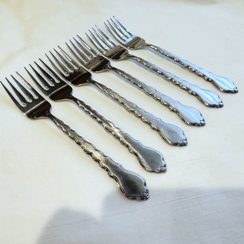 Oneida Community Stainless CELLO Lot of 6 Salad Forks Burnished